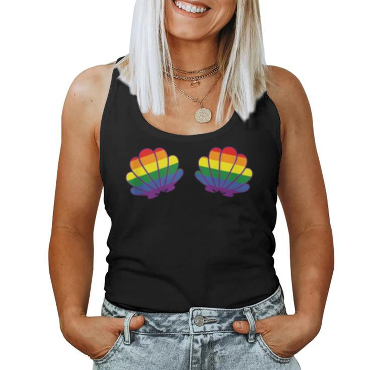 Lgtbq Pride Gay Lesbian Rainbow Flag Mermaid Shell Bra Women Tank Top