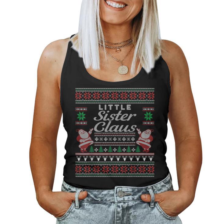 Little Sister Claus Ugly Christmas Sweater Pajamas Women Tank Top