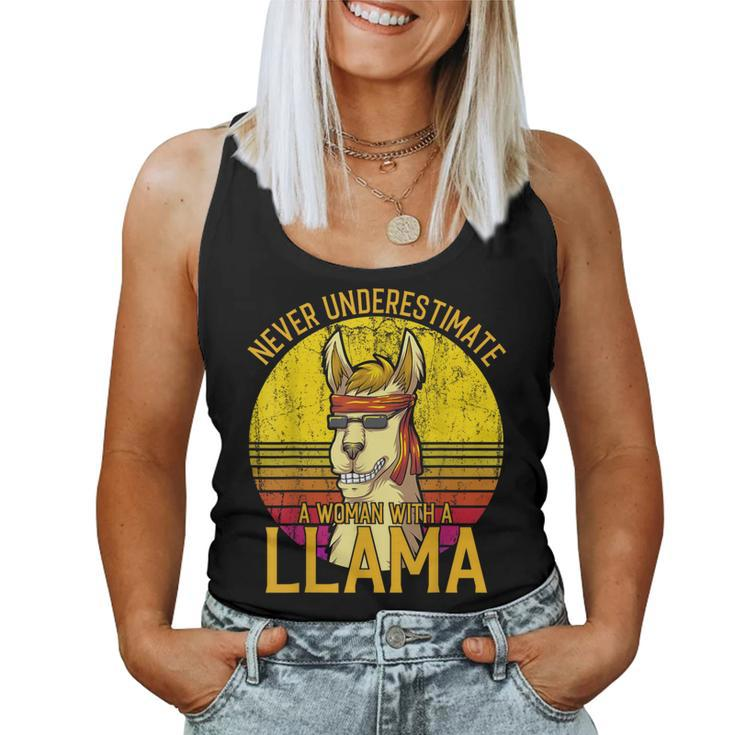 Llama Never Underestimate A Woman With A Llama Women Tank Top