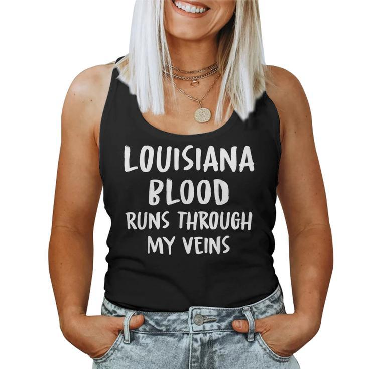 Louisiana Blood Runs Through My Veins Novelty Sarcastic Word Women Tank Top