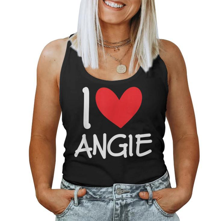 I Love Angie Name Personalized Girl Woman Bff Friend Heart Women Tank Top