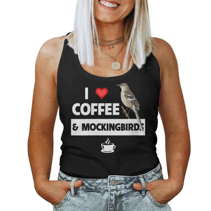 I Love Coffee And Northern Mockingbird Arkansas State Bird Women Tank Top