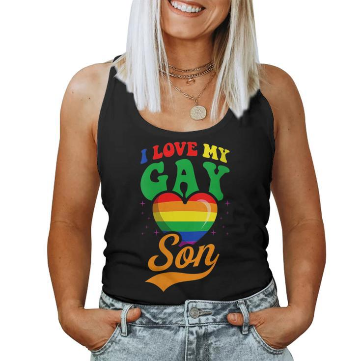 I Love My Gay Son Gay Pride Flag Proud Mom Dad Queer Love Women Tank Top
