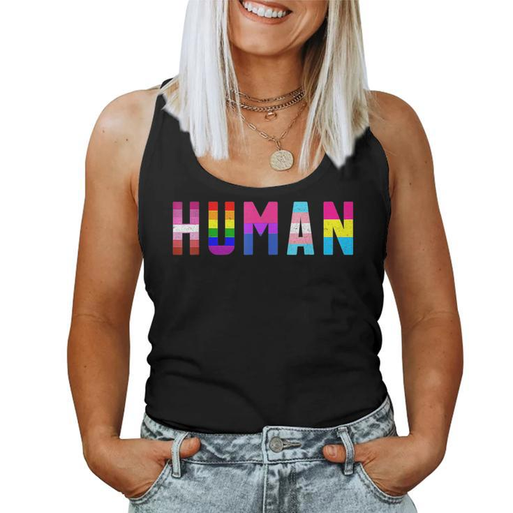 Love Pride Colorful Lgbt Rainbow Quote I Human Women Tank Top