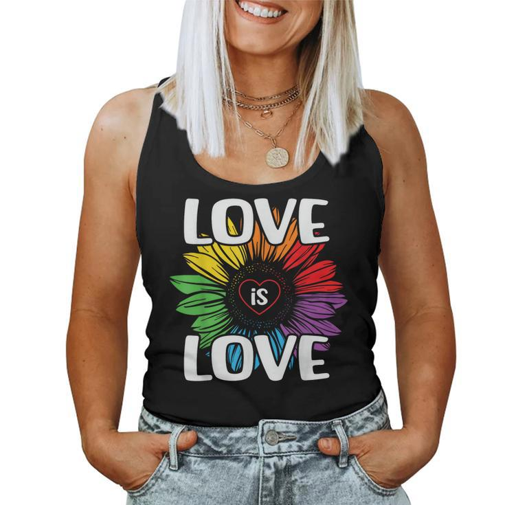 Love Is Love Rainbow Sunflower Lgbt Gay Lesbian Pride Women Tank Top