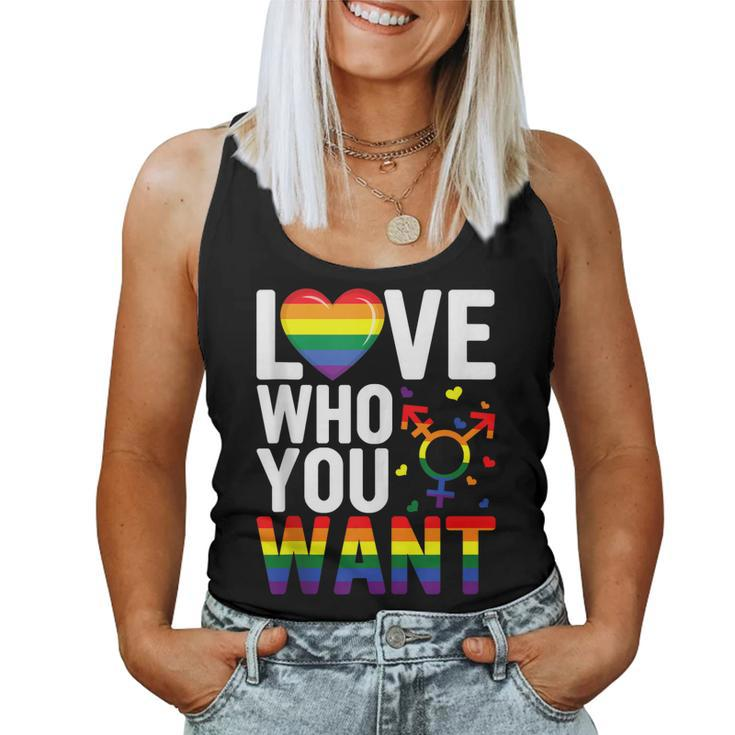 Love Who You Want Lgbt Gay Pride Men Women Rainbow Lgbtq Women Tank Top