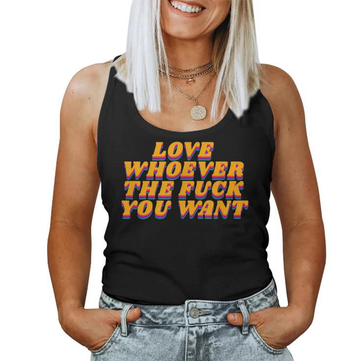 Love Whoever You Want Lgbtq Gay Pride 1970S Rainbow Women Tank Top