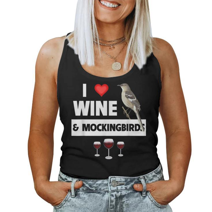 I Love Wine And Northern Mockingbird Arkansas State Bird Women Tank Top