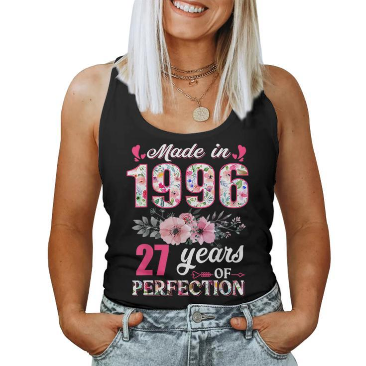 Made In 1996 Floral 27 Year Old 27 Th Birthday Gifts Women Women Tank Top Weekend Graphic