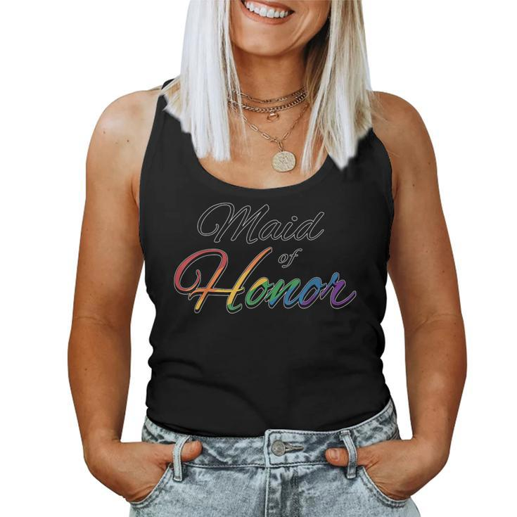 Maid Of Honor Typography Lesbian Pride Rainbow Women Tank Top