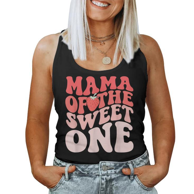 Mama Of The Berry Sweet One Strawberry Groovy Retro Birthday  Women Tank Top Weekend Graphic