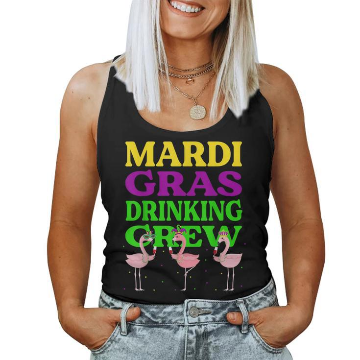 Mardi Gras Drinking Crew Wine Lover Cute Flamingo Mardi Gras Women Tank Top