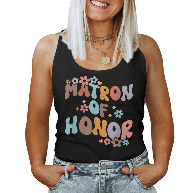 Matron Of Honor Retro Groovy Bridesmaids Bachelorette Party Women Tank Top