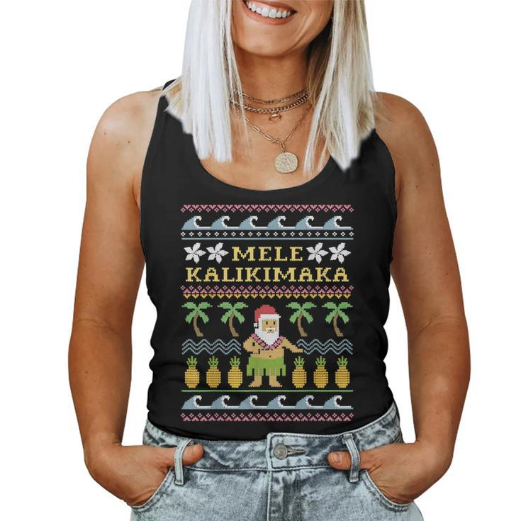 Mele Kalikimaka Christmas Ugly Sweater Costume Santa Women Tank Top