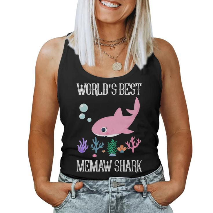 Memaw Grandma Gift Worlds Best Memaw Shark Women Tank Top Weekend Graphic
