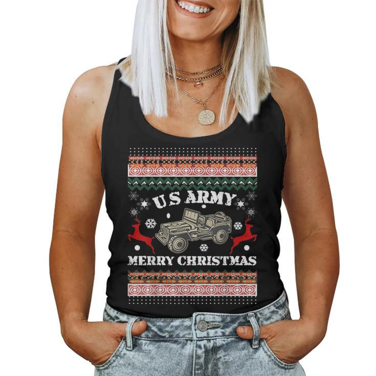 Merry Christmas-Us Army-Ugly Christmas Sweater T Women Tank Top