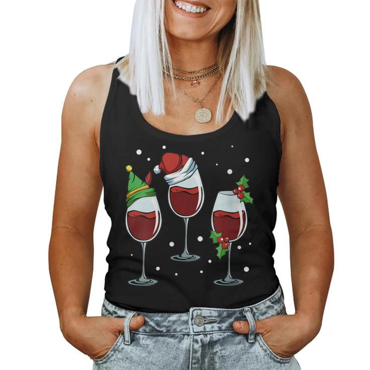 Merry Christmas Wine Lover Red White Alcoholic Drink Grapes Women Tank Top