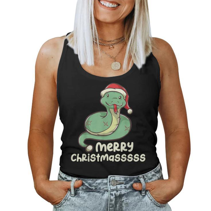 Merry Christmasss Snake Serpent Ugly Christmas Sweater Women Tank Top
