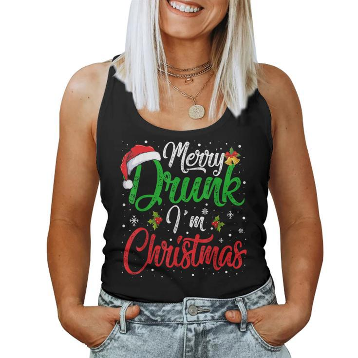 Merry Drunk I'm Christmas Santa Joke Xmas Drinking Women Tank Top