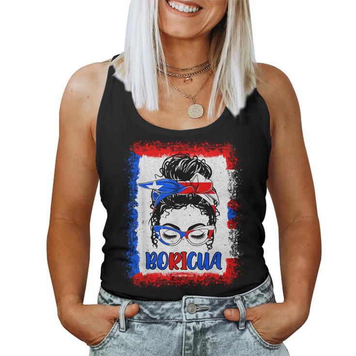 Messy Bun Puerto Rico Flag Boricua Puerto Rican Girls Women Tank Top