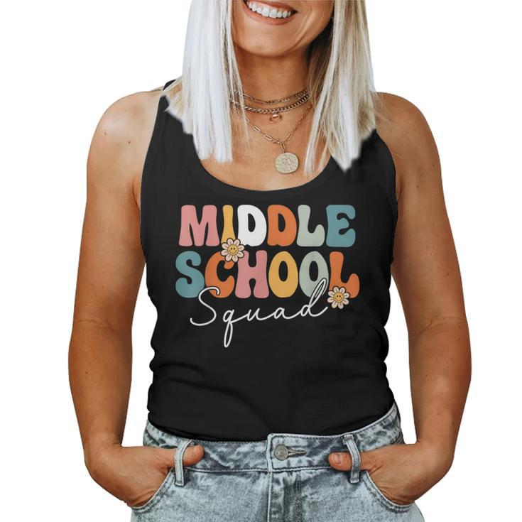 Middle School Squad Team Retro Groovy First Day Of School Women Tank Top