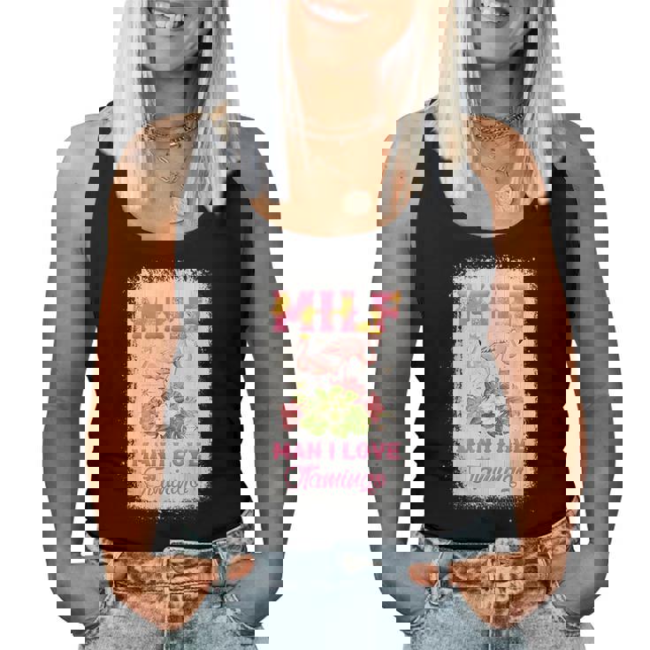 MILF Man I Love Flamingo Pink Flamingos On Flower Lover Flamingo Women Tank Top