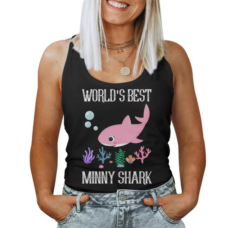 Minny Grandma Gift Worlds Best Minny Shark Women Tank Top Weekend Graphic