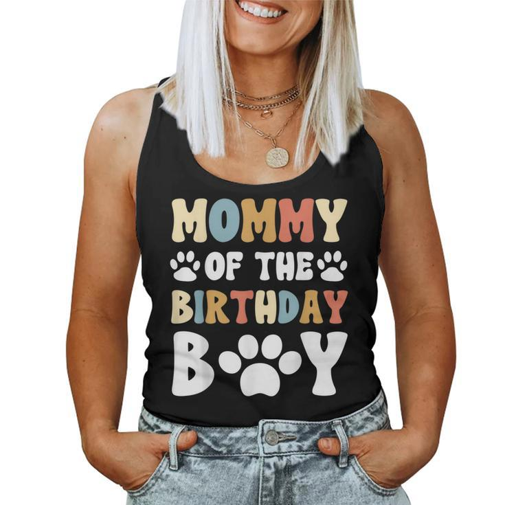 Mommy Of The Birthday Boy Dog Paw Bday Party Celebration  Women Tank Top Basic Casual Daily Weekend Graphic