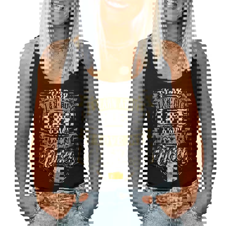 More I Learn Life Love Whiskey Drinking Father Day Dad Women Tank Top Basic Casual Daily Weekend Graphic
