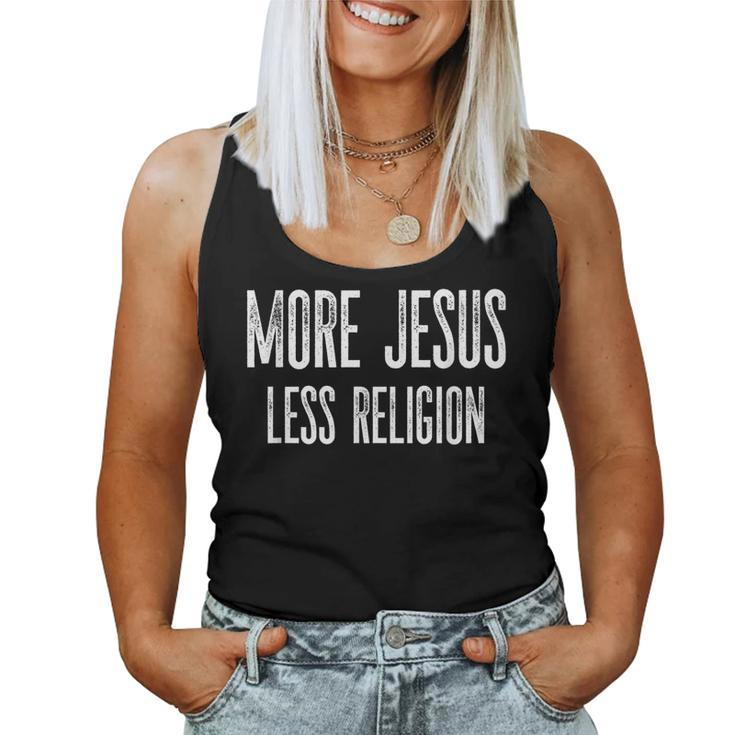 More Jesus Less Religion Christian Vintage Distressed  Women Tank Top Basic Casual Daily Weekend Graphic