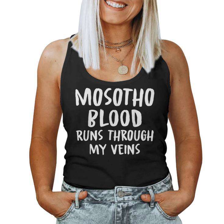 Mosotho Blood Runs Through My Veins Novelty Sarcastic Word Women Tank Top