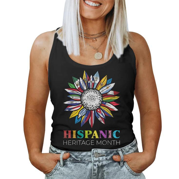 National Hispanic Heritage Month Sunflower Countries Flags Women Tank Top