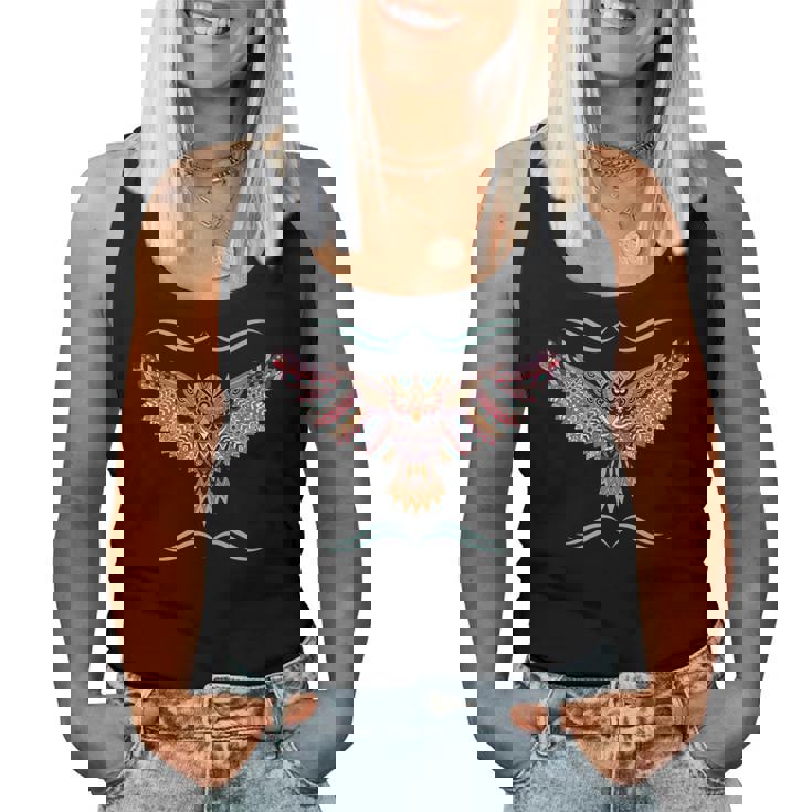 Native American Short Eared Owl Ornithologist Women Tank Top