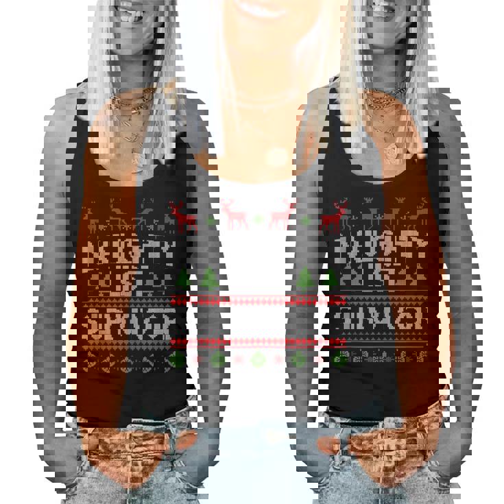 Naughty List Survivor Ugly Christmas Sweater Women Tank Top