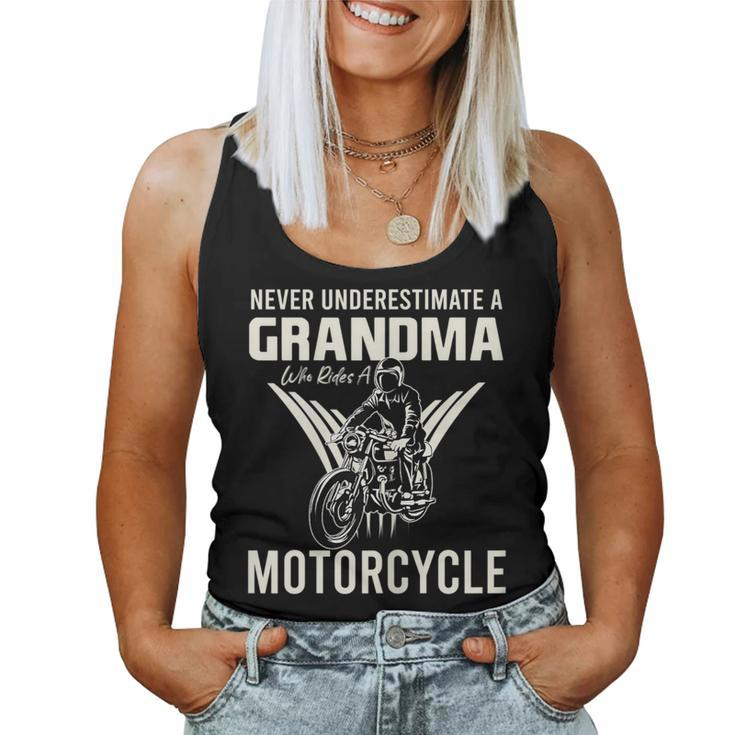 Never Underestimate A Grandma Who Rides A Motorcycle Gift For Womens Women Tank Top Basic Casual Daily Weekend Graphic