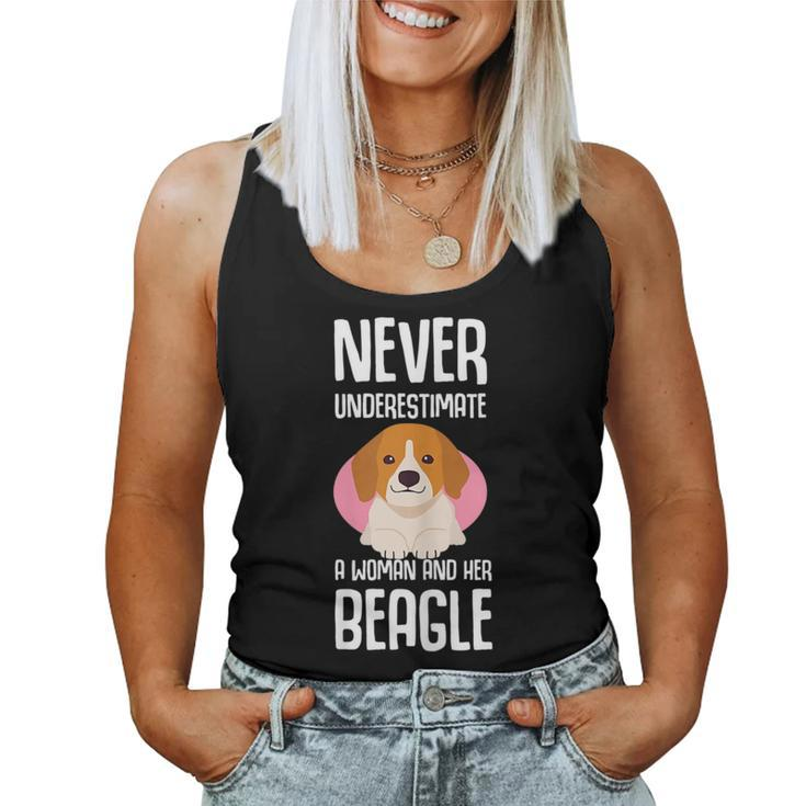 Never Underestimate Beagle Dog Clothes Gift Beagle Gift For Womens Women Tank Top Basic Casual Daily Weekend Graphic