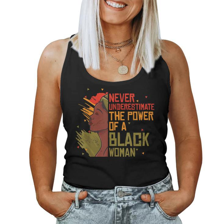 Never Underestimate The Power Of A Black Woman Mothers Day Women Tank Top Basic Casual Daily Weekend Graphic