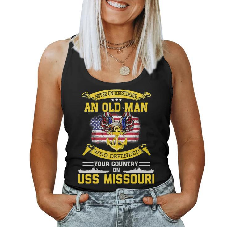 Never Underestimate Uss Missouri Bb63 Battleship Women Tank Top Basic Casual Daily Weekend Graphic