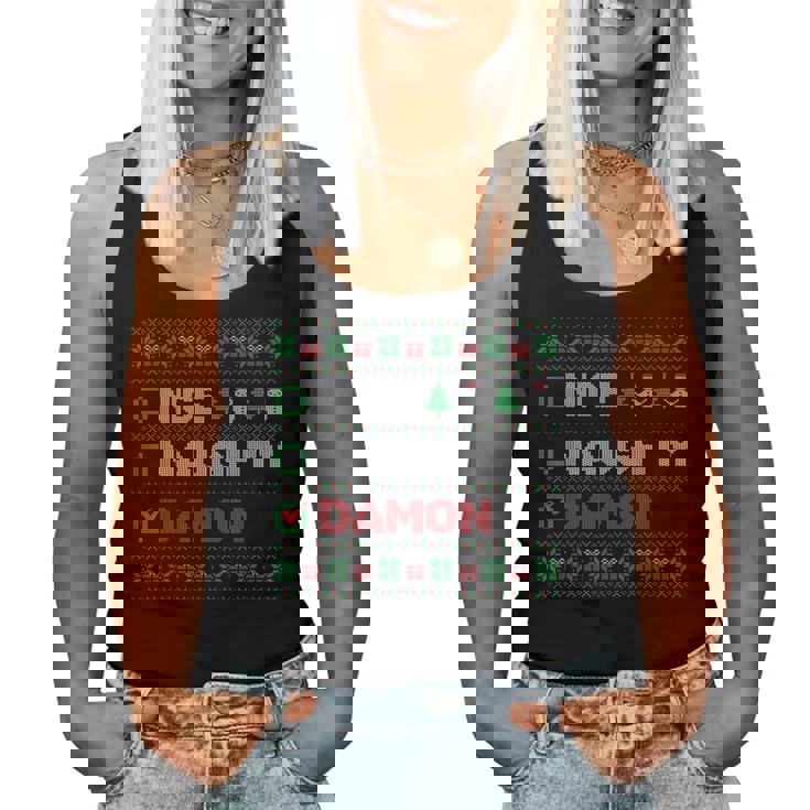 Nice Naughty Damon Christmas List Ugly Sweater Women Tank Top