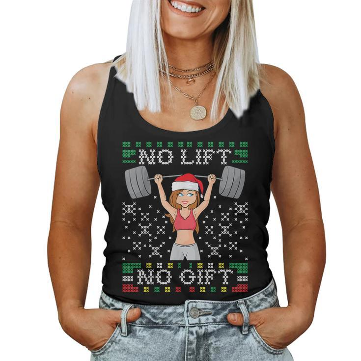 No Lift No Ugly Christmas Sweater Gym Miss Santa Claus Women Tank Top