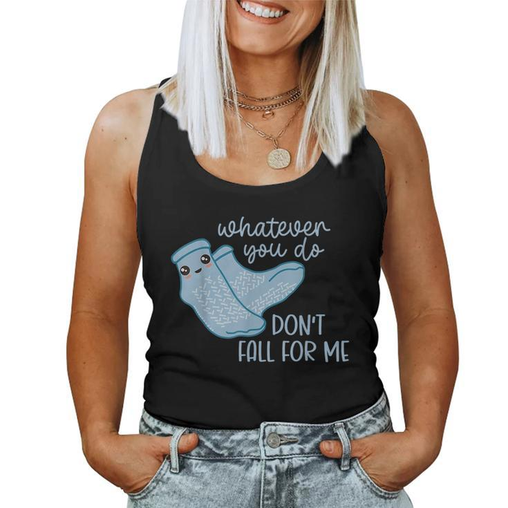Non Slip Socks Dont Fall For Me Funny Pct Cna Nurse  Women Tank Top Weekend Graphic