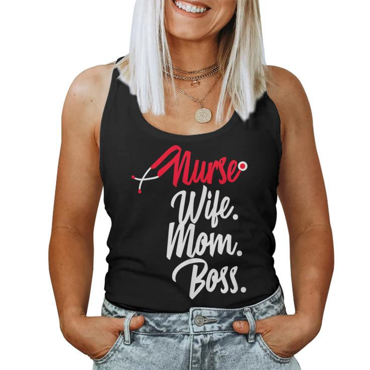 Nurse Wife Mom Boss Retro Nurse Sayings Quotes Nursing Women Tank Top