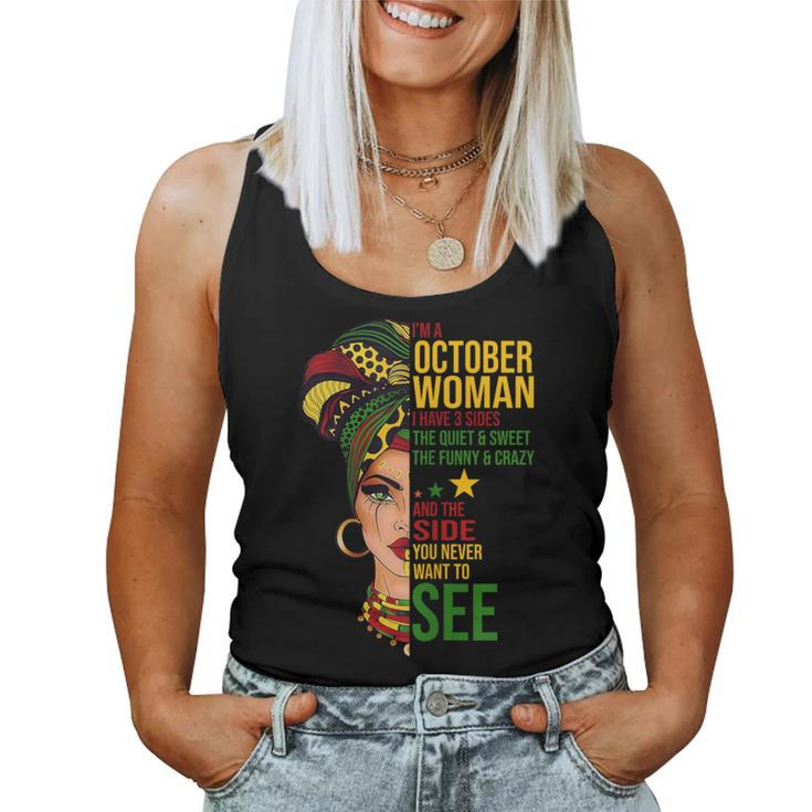 October Woman I Have 3 Sides Black Birthday Women Tank Top
