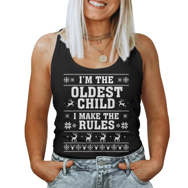 Oldest Child Christmas Ugly Sweater Christmas Sibling Women Tank Top