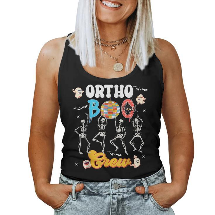 Ortho Orthopedic Halloween Boo Crew Skeleton Dancing Nurse Women Tank Top