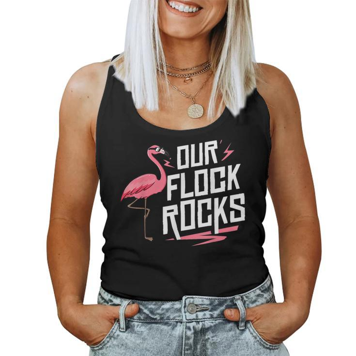 Our Flock Rocks Flamingo Mothers Day Funny Gift  Women Tank Top Basic Casual Daily Weekend Graphic