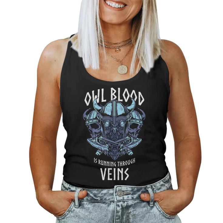 Owl Blood Runs Through My Veins Viking Owl Women Tank Top