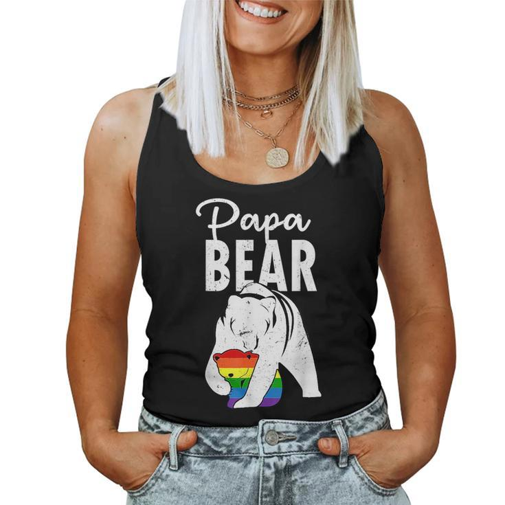 Papa Bear Gay Pride Rainbow Flag Lgbt Dad Camping Father Day Women Tank Top