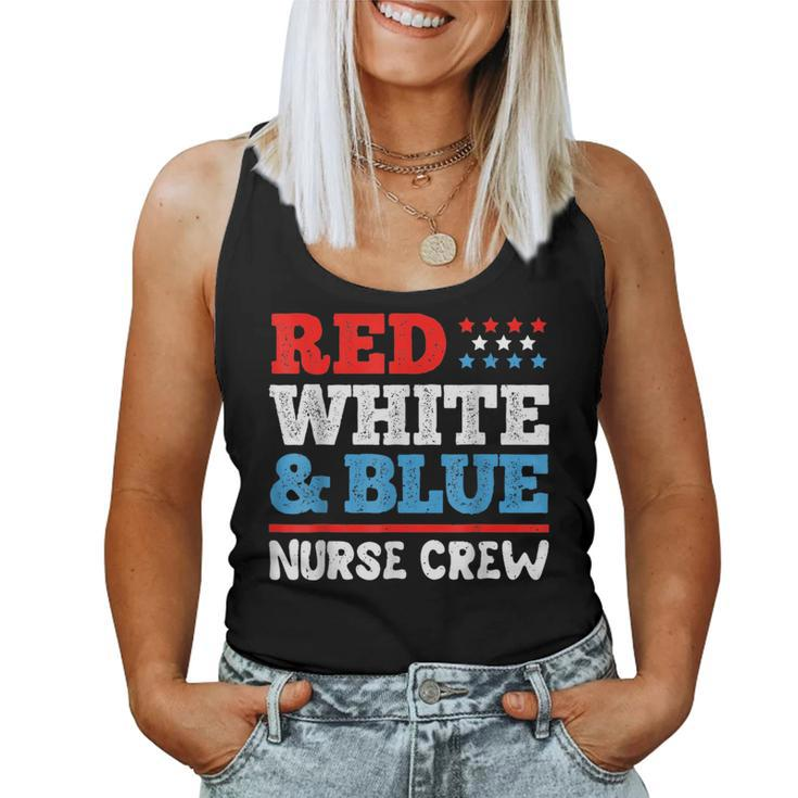 Patriotic Nurse Red White And Blue Nurse Crew American Flag Women Tank Top