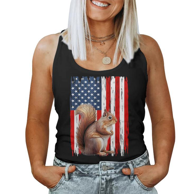 Patriotic Squirrel Usa Flag American 4Th Of July Women Tank Top
